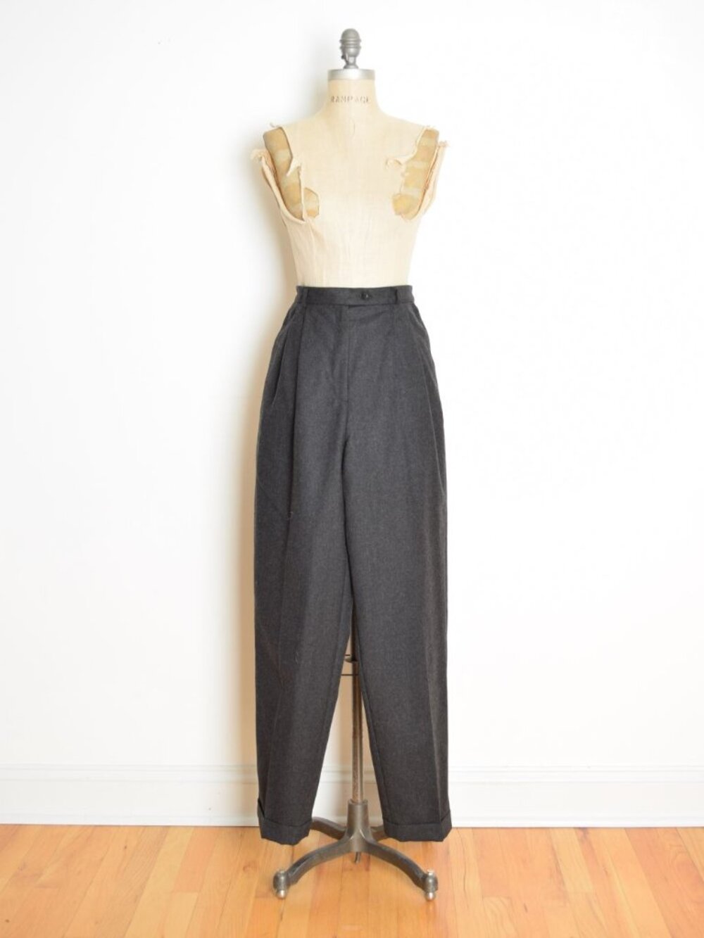 vintage 90s Talbots pants gray wool high waist rise tapered leg trousers M 8